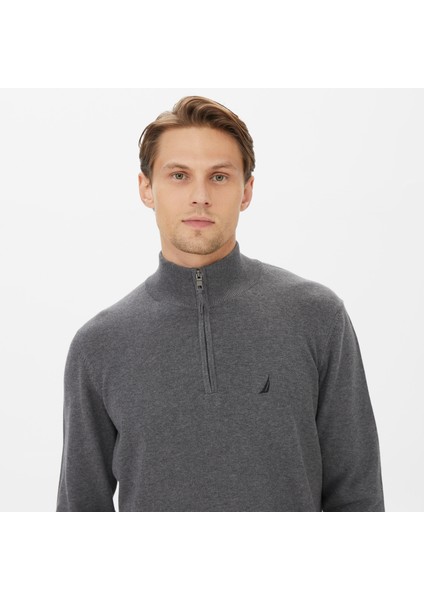 Nautıca Erkek Gri Standart Fıt Dik Yakalı Uzun Kollu Triko S37104T.00E fırsatları