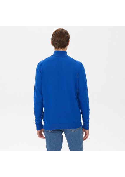 Nautıca Erkek Mavi Standart Fıt Dik Yakalı Uzun Kollu Triko S37104T.40P fiyatları