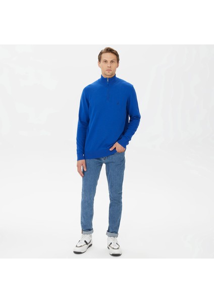 Nautıca Erkek Mavi Standart Fıt Dik Yakalı Uzun Kollu Triko S37104T.40P modelleri