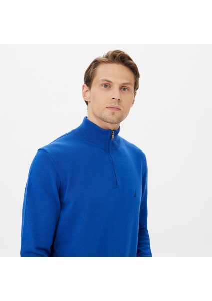 Nautıca Erkek Mavi Standart Fıt Dik Yakalı Uzun Kollu Triko S37104T.40P fırsatları