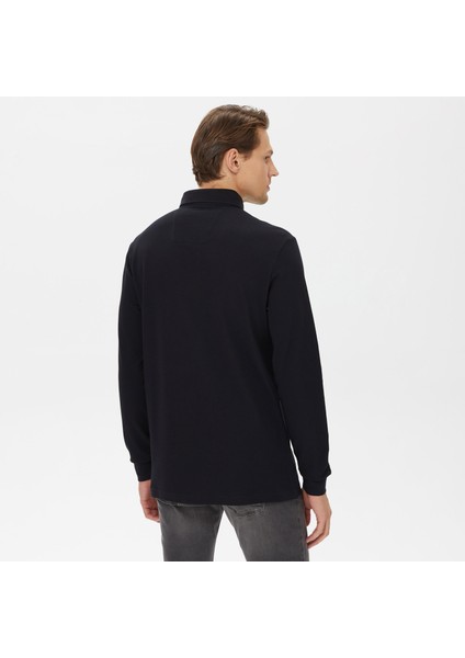 Nautıca Erkek Siyah Slım Fıt Uzun Kollu Desenli Polo K37015T.0TB fiyatları