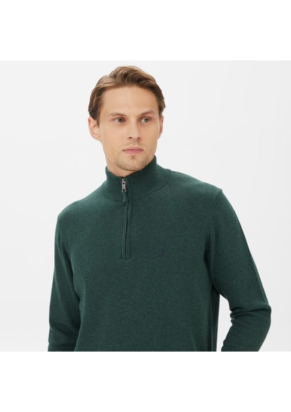 Nautıca Erkek Yeşil Standart Fıt Dik Yakalı Uzun Kollu Triko S37104T.3PB fırsatları