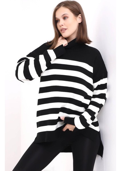 Çizgili Balıkçı Yaka Triko Tunik 1416