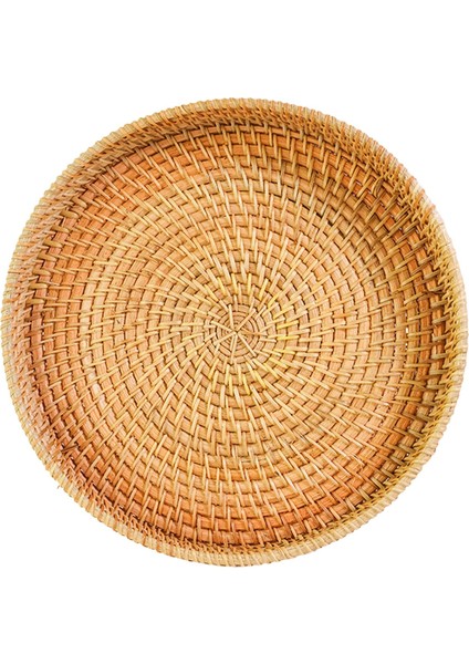 Rattan Yuvarlak Servis Tepsisi Parti Ev Dekoratif Için El Dokuma 24CMX3CM (Yurt Dışından)