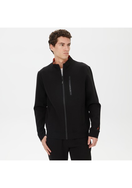 Erkek Siyah Standart Fıt Dik Yakalı Hırka K37221T.0Tb