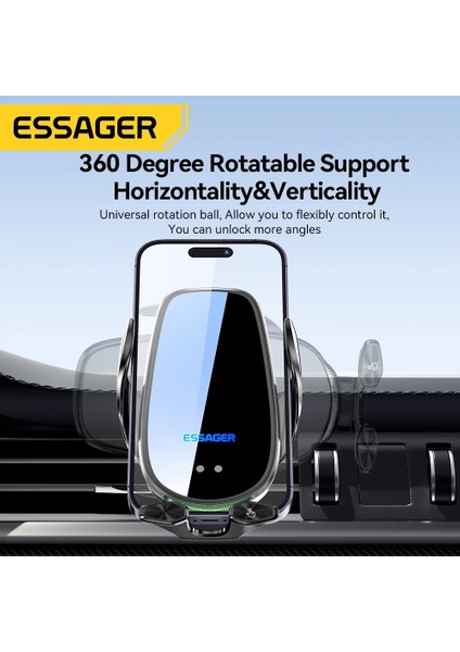 Essager Qi 15W Kablosuz Şarj Cihazı Araç Telefonu Tutucu Arabada Hava Firar Dağı iPhone 14 13 12 x Pro Max Xiaomi Huawei Hızlı Şarj (Yurt Dışından) modelleri