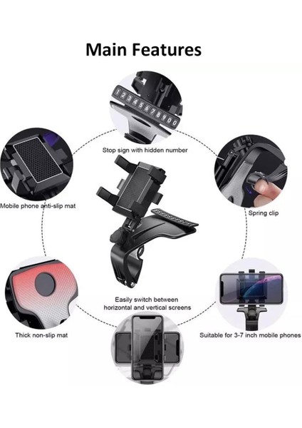 Araç Telefonu Tutacağı - Araç Cep Telefonu Braketi - Araç Için Telefon Montajı, Gösterge Paneline Takılabilir Dikiz Aynası, Çok Fonksiyonlu (Yurt Dışından) modelleri