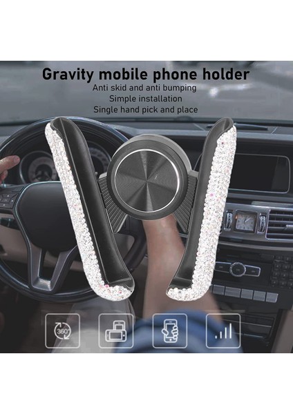 Araç Cep Telefonu Montaj Yuvası, Bling Araç Telefonu Tutacağı Ayarlanabilir Araç Dekorasyonuna Uygun(Beyaz) (Yurt Dışından) fırsatları