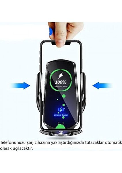 iPhone 11 ve Üzeri Için Minesk Kablosuz (15W) Otomatik Açma/kapama Özellikli Kablosuz Araç Şarj Cihazı Gümüş (Yurt Dışından)