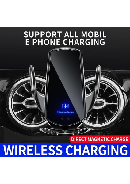 Otomatik 15W Qi Araç Kablosuz iphone Şarj Cihazı 14 13 12 Xr x 8 Samsung S20 S10 Manyetik USB Kızılötesi Sensör Telefon Tutucu Dağı (Yurt Dışından)