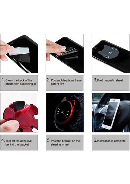 Manyetik Araç Telefonu Tutucu 360° Dönebilen Telefon Standı Direksiyondaki Telefon Bağlantısına Monte Edilebilir ve Her Türlü Cep Telefonuna Uygun (Siyah) (Yurt Dışından) fırsatları