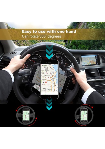 Manyetik Araç Telefonu Tutucu 360° Dönebilen Telefon Standı Direksiyondaki Telefon Bağlantısına Monte Edilebilir ve Her Türlü Cep Telefonuna Uygun (Siyah) (Yurt Dışından) indirimleri