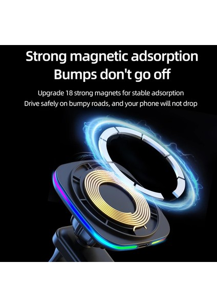 15W Rgb LED Işık Manyetik Araba Kablosuz Şarj Cihazı Hava Firar Telefon Tutucu iphone 14 13 12 Pro Max Macsafe Hızlı Şarj Istasyonu (Yurt Dışından) modelleri