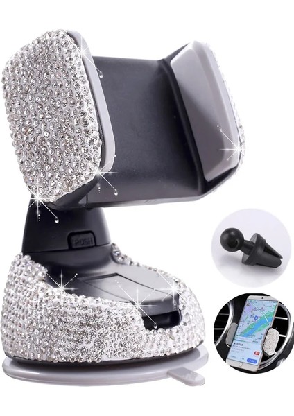 2023 Elmas Cep Telefonu Tutucu Araç Telefonu Montajı Için Pembe Esnek Masa Standı Montaj Bling Araba Aksesuarları Iç Kadın (Yurt Dışından) fırsatları