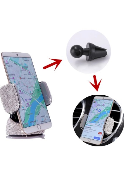 2023 Elmas Cep Telefonu Tutucu Araç Telefonu Montajı Için Pembe Esnek Masa Standı Montaj Bling Araba Aksesuarları Iç Kadın (Yurt Dışından) indirimleri