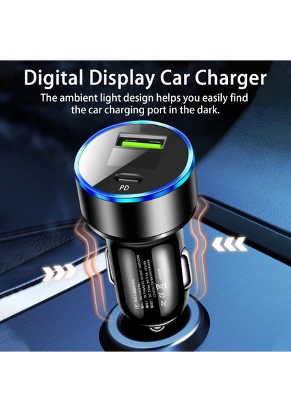 Dijital Ekranlı Araç Şarj Cihazı Hızlı Şarj Çift USB Araç Şarj Adaptörü, Dijital Ekranlı Tak Çalıştır 20W Tip-C Hareket Halindeyken (Yurt Dışından) fiyatları