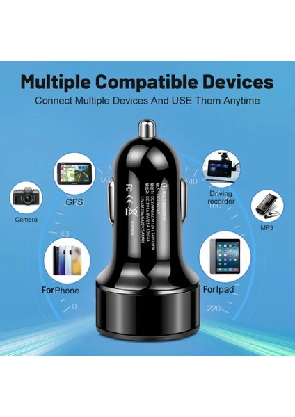 Dijital Ekranlı Araç Şarj Cihazı Hızlı Şarj Çift USB Araç Şarj Adaptörü, Dijital Ekranlı Tak Çalıştır 20W Tip-C Hareket Halindeyken (Yurt Dışından) modelleri