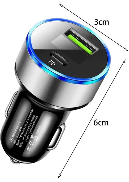 Dijital Ekranlı Araç Şarj Cihazı Hızlı Şarj Çift USB Araç Şarj Adaptörü, Dijital Ekranlı Tak Çalıştır 20W Tip-C Hareket Halindeyken (Yurt Dışından) fırsatları