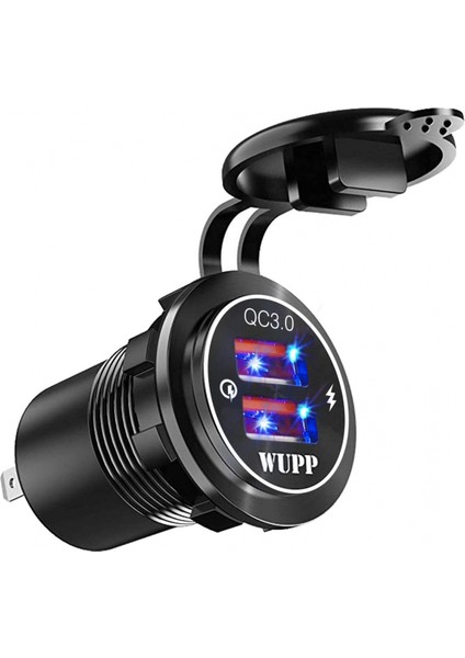 Yükseltme Çift USB 4.2A Soket Şarj Cihazı 12-24 Volt IP66 Araba Tekne Motosiklet Için Su Geçirmez Güç Çıkışı (Mavi) (Yurt Dışından)