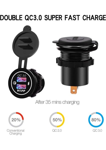 Yükseltme Çift USB 4.2A Soket Şarj Cihazı 12-24 Volt IP66 Araba Tekne Motosiklet Için Su Geçirmez Güç Çıkışı (Mavi) (Yurt Dışından) modelleri