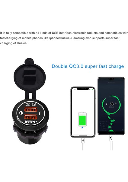 Yükseltme Çift USB 4.2A Soket Şarj Cihazı 12-24 Volt IP66 Araba Tekne Motosiklet Için Su Geçirmez Güç Çıkışı (Mavi) (Yurt Dışından) fırsatları