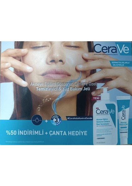 Cerave Akne Eğimli Temizleyici Yüz Bakım Jeli Çanta Hediyeli