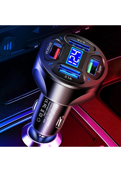 66W USB Araç Şarj Cihazı 4 Port Hızlı Şarj Otomatik Cep Telefonu Şarj Adaptörü Huawei Xiaomi iPhone Qc3.0 (Yurt Dışından) indirimleri
