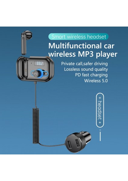 Fm Verici Eller Serbest Kulaklık Seti Kulaklık Mp3 Çalar Özel Arama USB Pd Hızlı Şarj Ses Alıcısı (Yurt Dışından) fırsatları