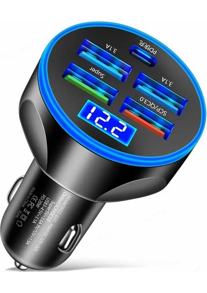 250W LED Araç Şarj Cihazı 5 Port Hızlı Şarj Pd Qc3.0 USB C Araç Telefonu Şarj Cihazı C Tipi Adaptör Arabada Iphone Samsung Huawei F5T7 (Yurt Dışından) fırsatları