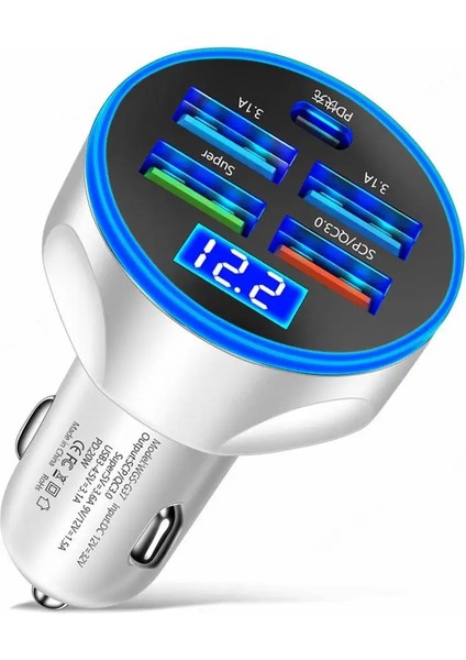 250W LED Araç Şarj Cihazı 5 Port Hızlı Şarj Pd Qc3.0 USB C Araç Telefonu Şarj Cihazı C Tipi Adaptör Arabada Iphone Samsung Huawei F5T7 (Yurt Dışından) indirimleri