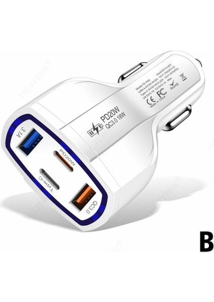 38W 2usb + 2pd Hızlı Şarj Cihazı 4'ü 1 Arada Araç Çakmak Otomotiv Mobil Aksesuarları Dört Iç Tek Şarj Araba Çekme Fonu S5F3 (Yurt Dışından)