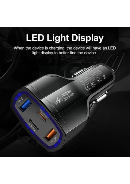38W 2usb + 2pd Hızlı Şarj Cihazı 4'ü 1 Arada Araç Çakmak Otomotiv Mobil Aksesuarları Dört Iç Tek Şarj Araba Çekme Fonu S5F3 (Yurt Dışından) modelleri