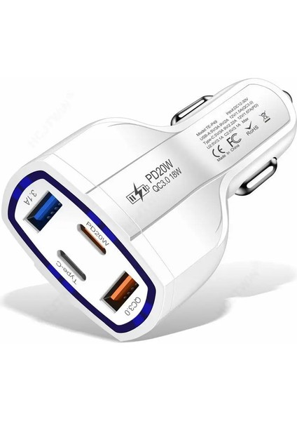 38W 2usb + 2pd Hızlı Şarj Cihazı 4'ü 1 Arada Araç Çakmak Otomotiv Mobil Aksesuarları Dört Iç Tek Şarj Araba Çekme Fonu S5F3 (Yurt Dışından) indirimleri