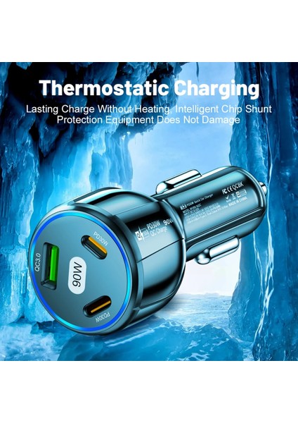 90W LED Araç Şarj Cihazı 3 Port Hızlı Şarj Pd USB C Araç Telefonu Şarj Cihazı Tip C Adaptörü Arabada iphone Samsung Huawei Xiaomi (Yurt Dışından) indirimleri