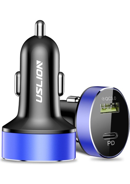Pd+Qc3.0 Araç Şarj Cihazı 36W Araç Cep Telefonu Şarj Qc3 0 Şarj Cihazı Mavi (Yurt Dışından)