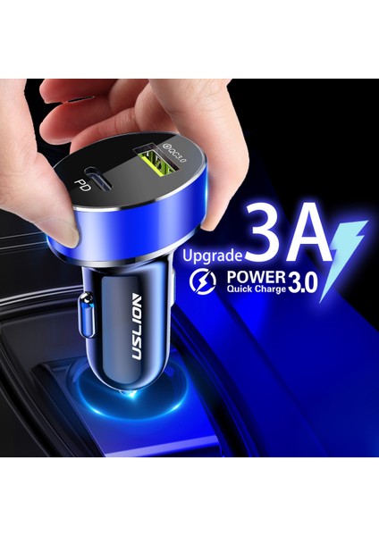 Pd+Qc3.0 Araç Şarj Cihazı 36W Araç Cep Telefonu Şarj Qc3 0 Şarj Cihazı Mavi (Yurt Dışından) fiyatları