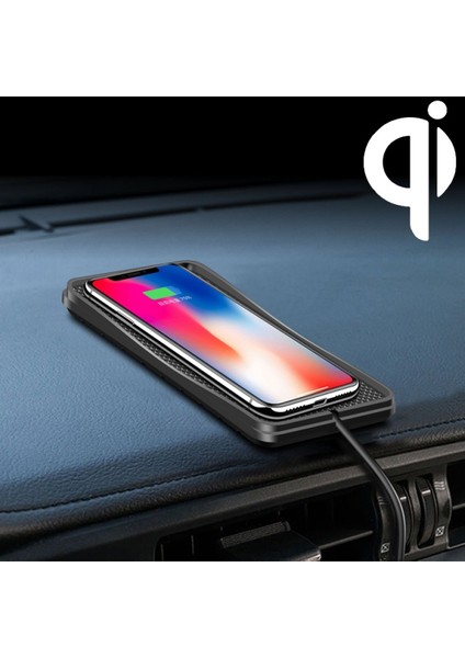 Hızlı Kablosuz Araç Şarj Cihazı, Qi Sertifikalı Araç Şarjı Ince Pad Istasyonu Dock ve Telefon Tutucu, USB Qc 3.0 Adaptörlü Araç Için 10W/7,5W Hızlı Şarj (Yurt Dışından)