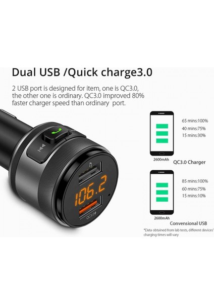 Araba Için Bluetooth Fm Verici, Araba Radyo Bluetooth Adaptörü Müzik Çalar Kiti, Destek Qc3.0 USB Şarj, Ahizesiz Arama, Sd Kart/u Disk (Yurt Dışından) fırsatları