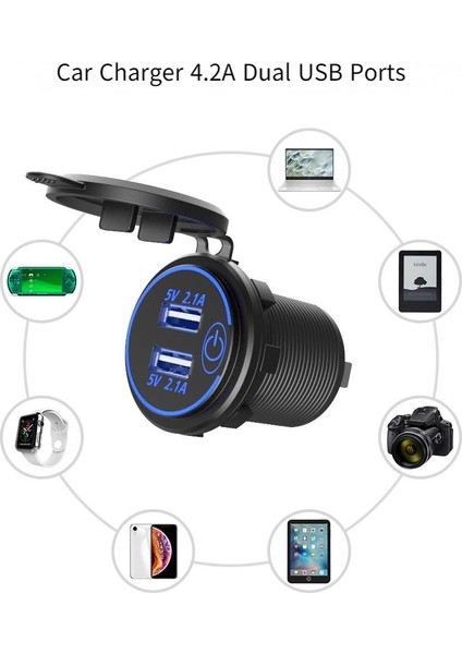 4.2A LED Açıklıklı Çift USB Araç Şarj Cihazı Şarjı-Kırmızı Işık (Bir Set) (Yurt Dışından) fiyatları