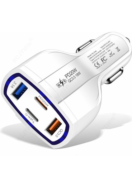 38W 2usb + 2pd Hızlı Şarj Cihazı 4'ü 1 Arada Araç Çakmak Aksesuarları Iç Telefon Dört Otomotiv Araba Mobil Tek Şarj Cihazı D0O8'E (Yurt Dışından) fiyatları