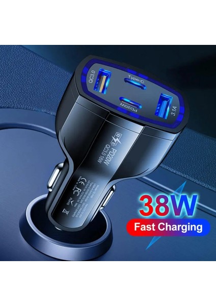 38W 2usb + 2pd Hızlı Şarj Cihazı 4'ü 1 Arada Araç Çakmak Aksesuarları Iç Telefon Dört Otomotiv Araba Mobil Tek Şarj Cihazı D0O8'E (Yurt Dışından) modelleri