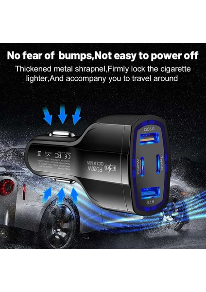 38W 2usb + 2pd Hızlı Şarj Cihazı 4'ü 1 Arada Araç Çakmak Aksesuarları Iç Telefon Dört Otomotiv Araba Mobil Tek Şarj Cihazı D0O8'E (Yurt Dışından) fırsatları