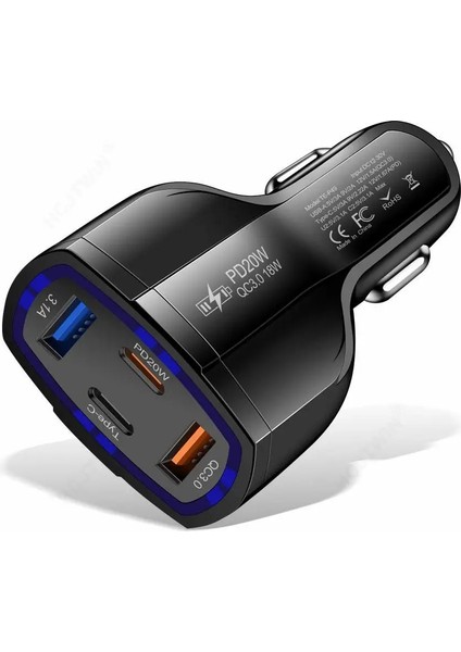 38W 2usb + 2pd Hızlı Şarj Cihazı 4'ü 1 Arada Araç Çakmak Aksesuarları Iç Telefon Dört Otomotiv Araba Mobil Tek Şarj Cihazı D0O8'E (Yurt Dışından) indirimleri
