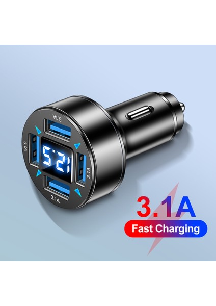 66W Güç Adaptörü 4-Port Mavi Işık Hızlı Araç Şarj Cihazı USB Pd Hızlı Şarj Adaptörü Qc 3.0 LED Dijital Ekran Huawei Xiaomi Için (Yurt Dışından) fiyatları
