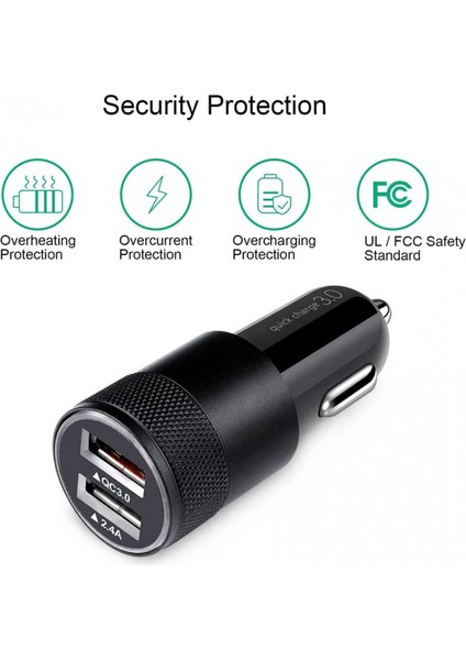 Hızlı Araç Şarj Cihazı, Hızlı Şarj 5.4A/30W Telefon USB Araç Şarj Adaptörü Hızlı Fiş 2 Portlu Çakmak Şarj Cihazı Uyumlu Samsung, Tablet, iPhone (Yurt Dışından) modelleri