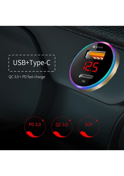 Pd Araç Şarj Cihazı Çok Fonksiyonlu Dijital Ekran Qc3.0 Tek USB Araç Hızlı Şarj Cihazı-Gümüş (Bir Set) (Yurt Dışından) fiyatları