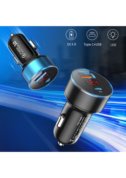 Pd Araç Şarj Cihazı Çok Fonksiyonlu Dijital Ekran Qc3.0 Tek USB Araç Hızlı Şarj Cihazı-Gümüş (Bir Set) (Yurt Dışından) fırsatları