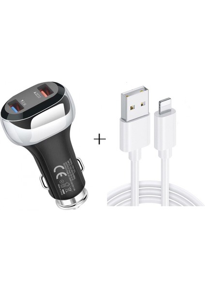 USB C Araç Şarj Cihazı, 18W Tip C Araç Şarj Cihazı, Qc3.0 2 Bağlantı Noktalı Süper Hızlı Şarj Araç Telefonu Şarj Adaptörü, iPhone 13 12 11 Pro Max, Samsung Galaxy S22 (Yurt Dışından)