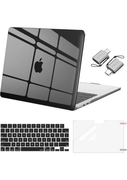 MacBook Air 13.6 Inç Kılıf 2022 2023 Sürümü ile Uyumlu A2681 M2 Chip Liquid Retina Display Touch Id, Plastik Sert Kılıf&klavye ve Ekran Koruyucu&type C Adaptör 2'li Paket, Duman Si (Yurt Dışından)