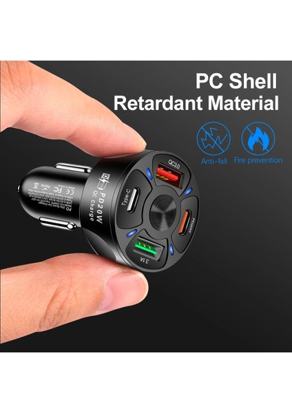USB Araç Şarj Cihazı Hızlı Şarj 3/4 Bağlantı Noktaları USB Tip C Hızlı Şarj Cihazı Pd Qc3.0 Araç Telefonu Şarj Adaptörü Xiaomi Iphone Samsung Için (Yurt Dışından) fırsatları